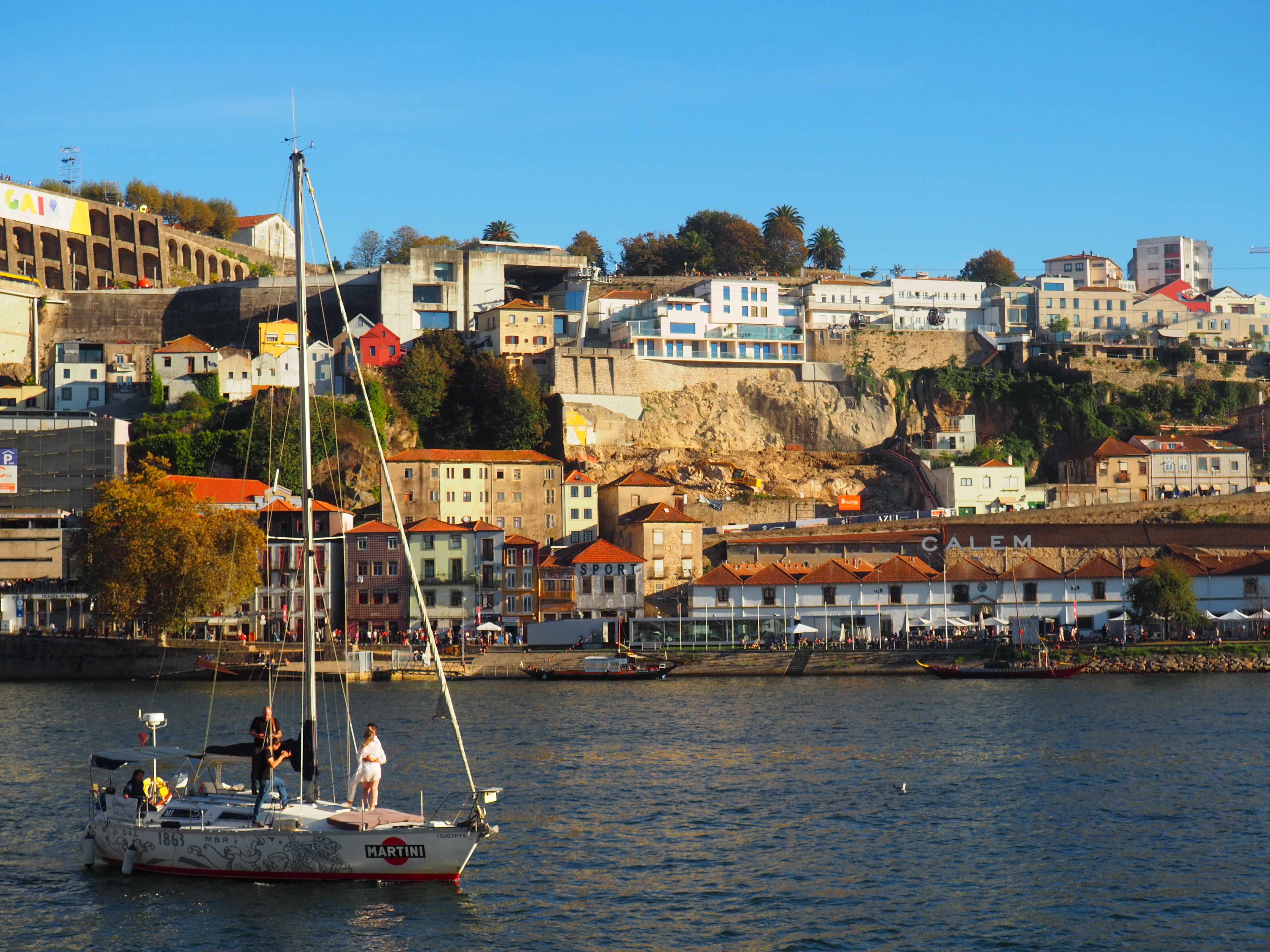 Landscape Shot of Porto in the evening, with a river in view