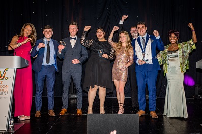Award Winners - Michael Salmon and Alana-May Brannan, 2nd & 3rd (at the front) from the right and Highly Commended - Jack Utterson 3rd from left