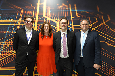 Dylan McTaggart (Group Principal and Deputy CEO), Gillian Keegan MP, Keith Smith (HRUC CEO), Steve Tuckwell (local MP for Uxbridge and South Ruislip)