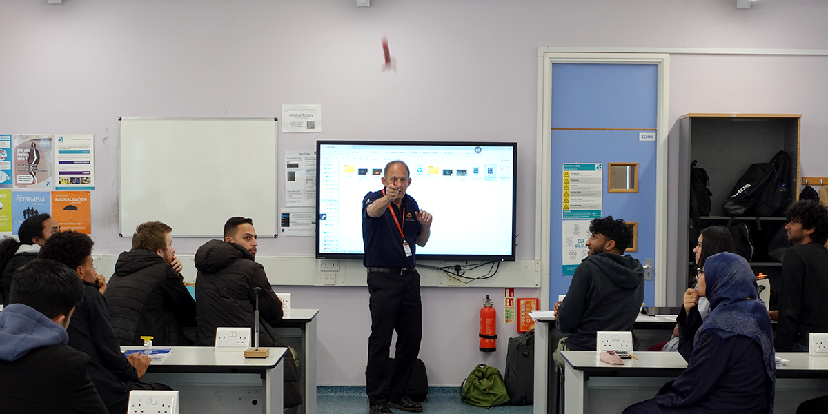 Uxbridge students participating in a masterclass from the National Space Academy