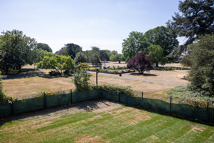 Barra Hall - view of the surrounding grass and garden area
